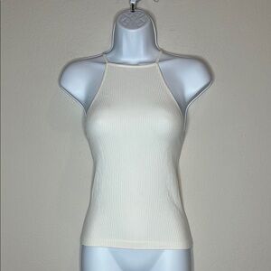 Elegant Cream Ribbed Tank Top
